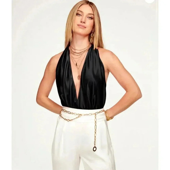 Ramy Brook Tops - Ramy Brook Women's Black Halter Cowl Neck Multi Wear Tank Top Size M